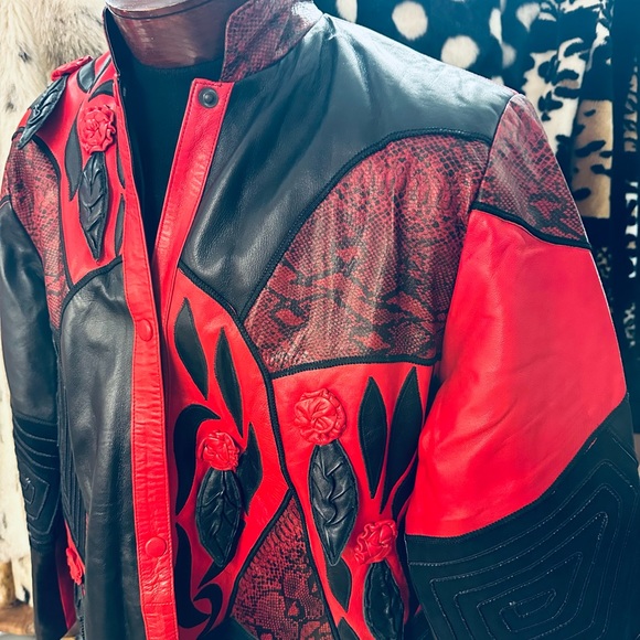 Leather 9000 Vintage 80s Rounded Collar Patchwork Buttery Soft Leather Jacket - Picture 9 of 10